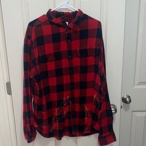Old Navy Red and Black Checkered Button Down Shirt